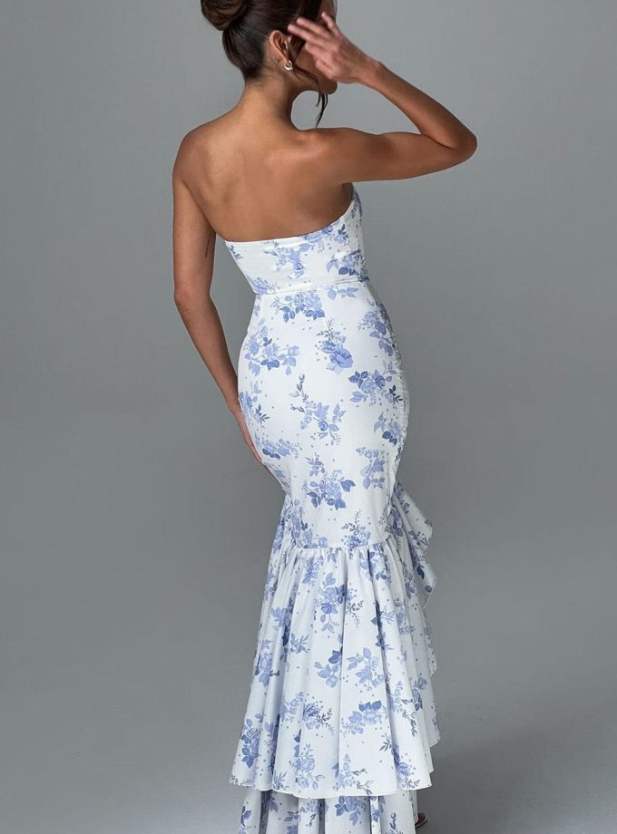 Angelina Maxi Dress - Blue Floral Print