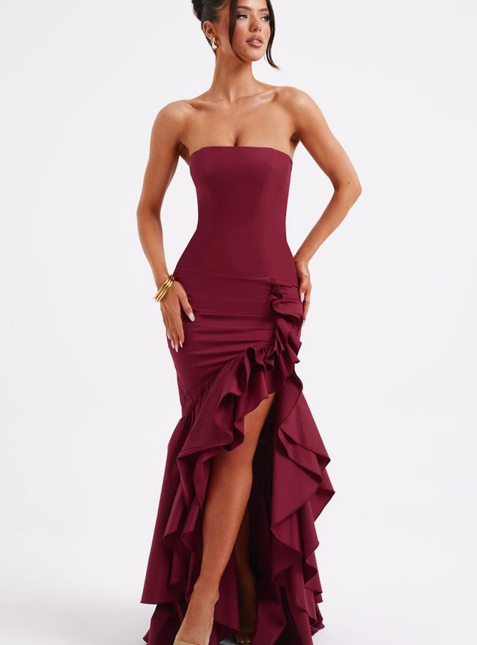 Angelina Maxi Dress - Burgundy