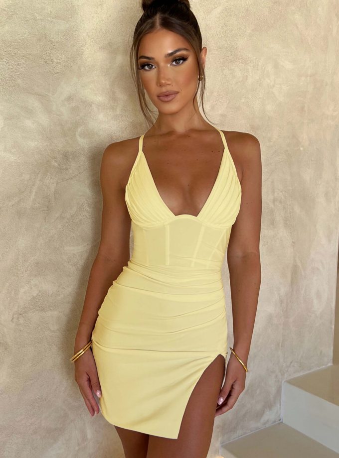 Aura Mini Dress - Lemon