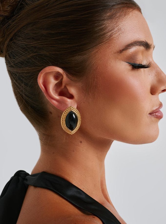 Azra Earrings - Black/Gold