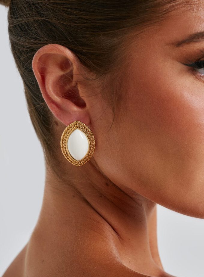 Azra Earrings - Ivory/Gold