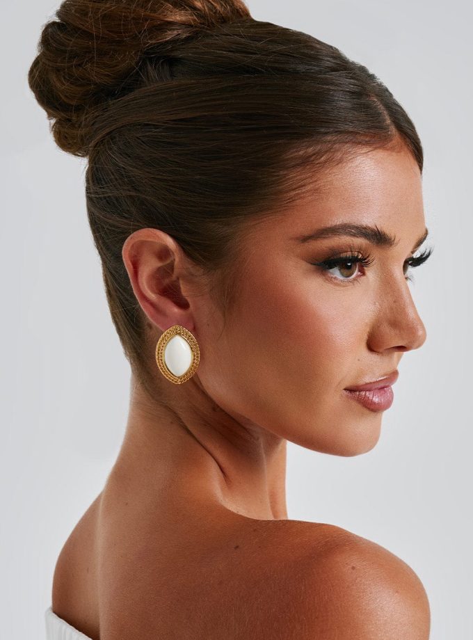 Azra Earrings - Ivory/Gold