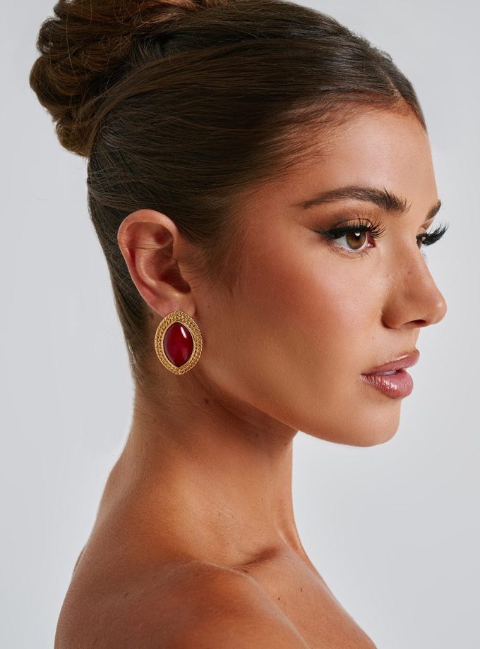 Azra Earrings - Red/Gold