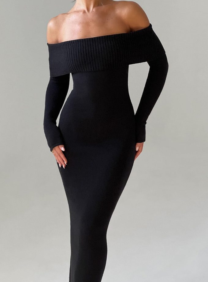 Beverley Knit Maxi Dress - Black