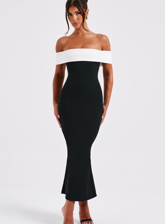 Bex Midi Dress - Black/White