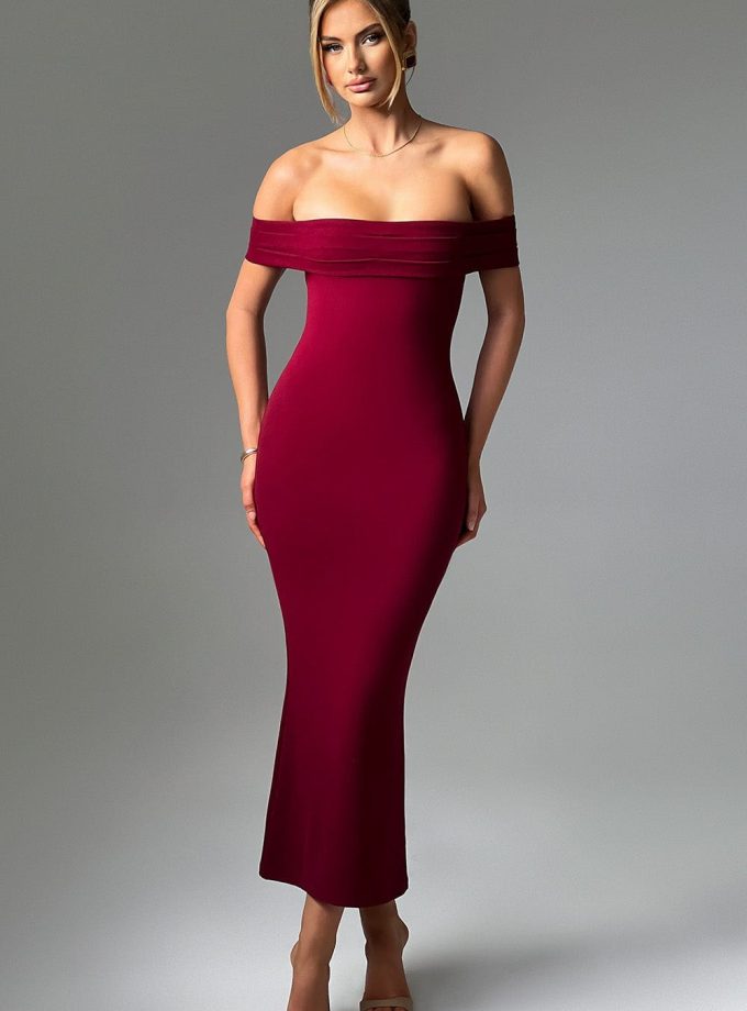 Bex Midi Dress - Burgundy