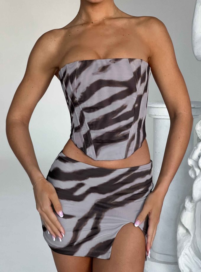 Cami Corset - Zebra Print