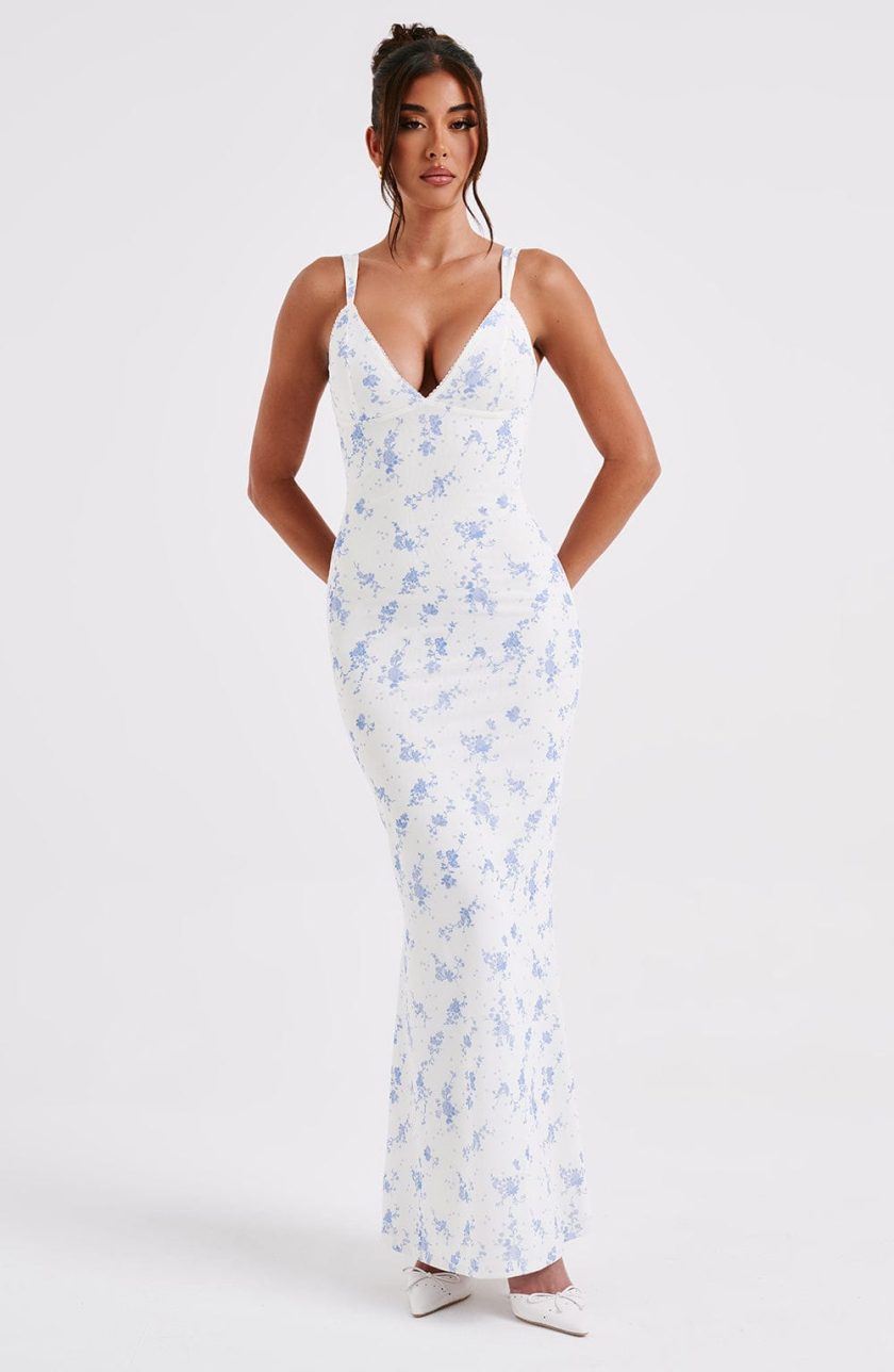 Caoimhe Maxi Dress - Blue Ditsy Print