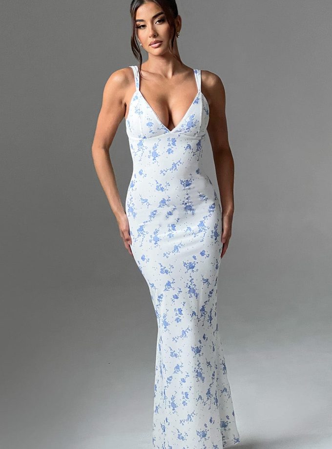 Caoimhe Maxi Dress - Blue Ditsy Print