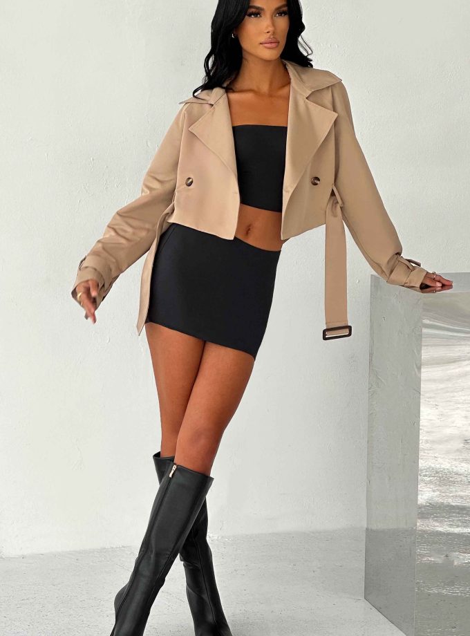 Caprice Cropped Trench Coat - Beige