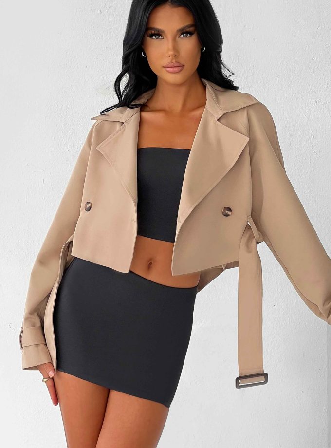 Caprice Cropped Trench Coat - Beige