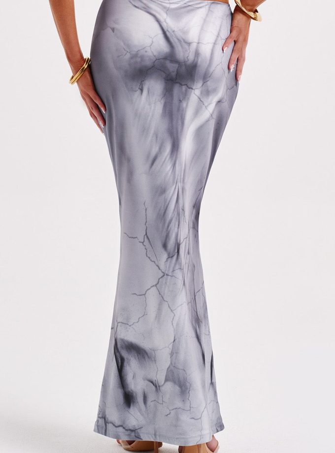 Charmayne Maxi Skirt - Grey Body Print