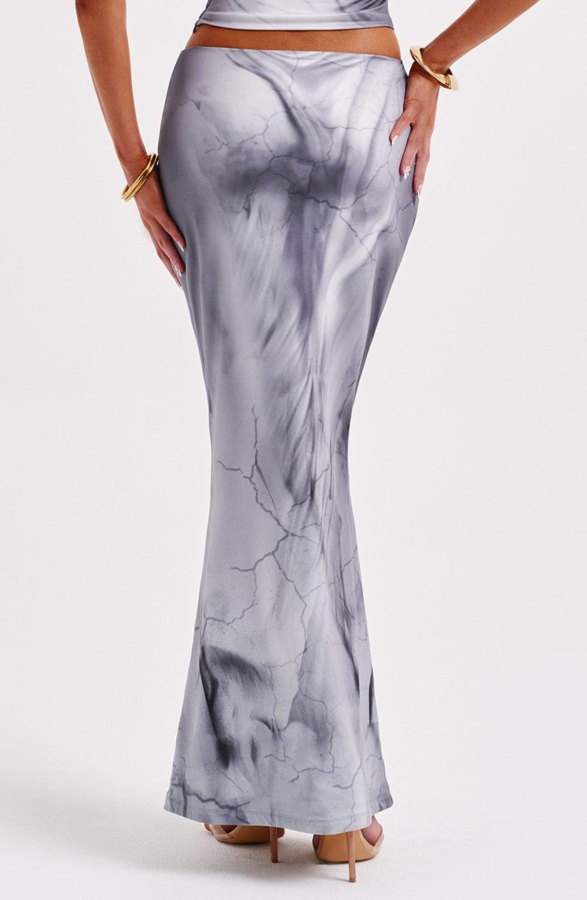 Charmayne Maxi Skirt - Grey Body Print