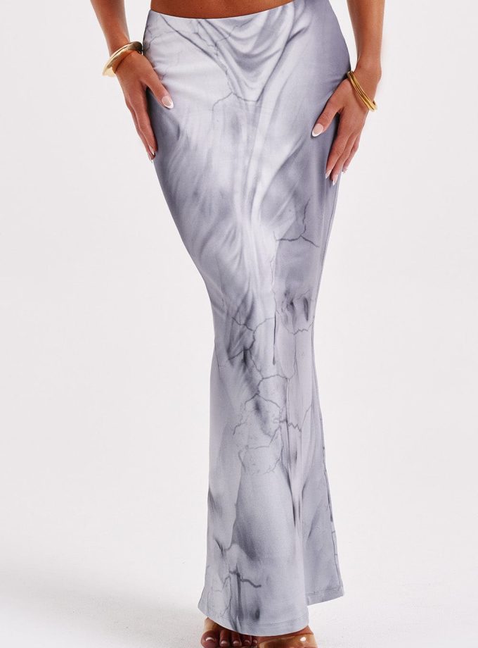 Charmayne Maxi Skirt - Grey Body Print