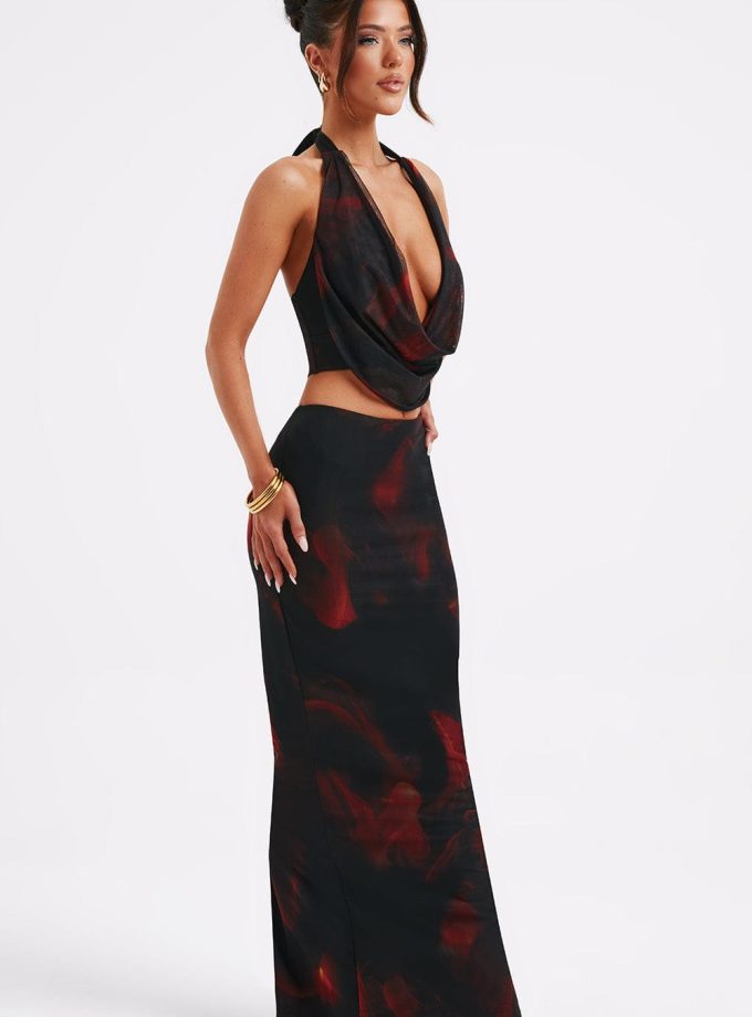 Chrishelle Maxi Skirt - Fire Print