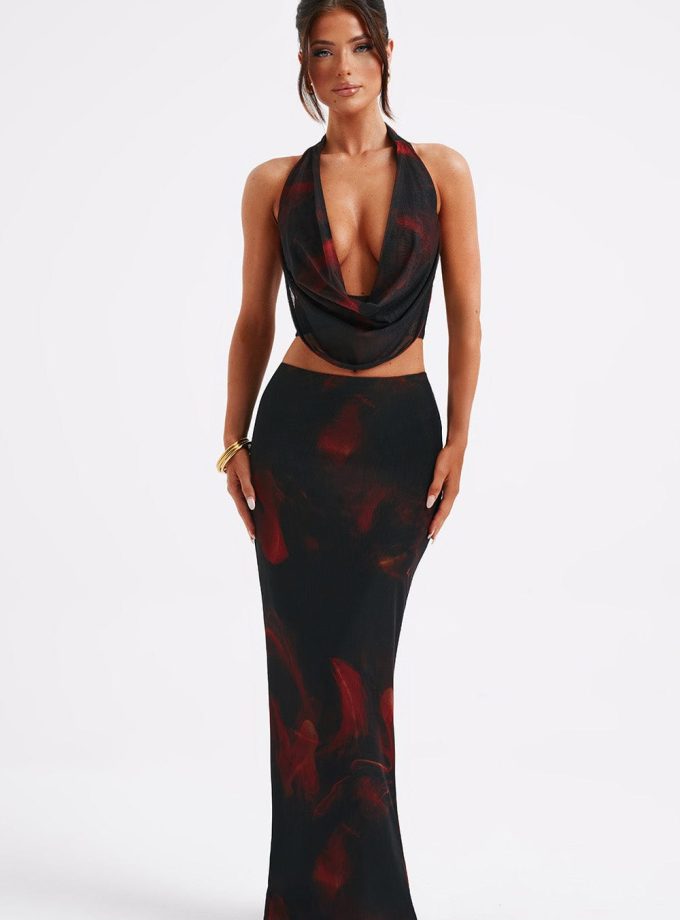 Chrishelle Maxi Skirt - Fire Print