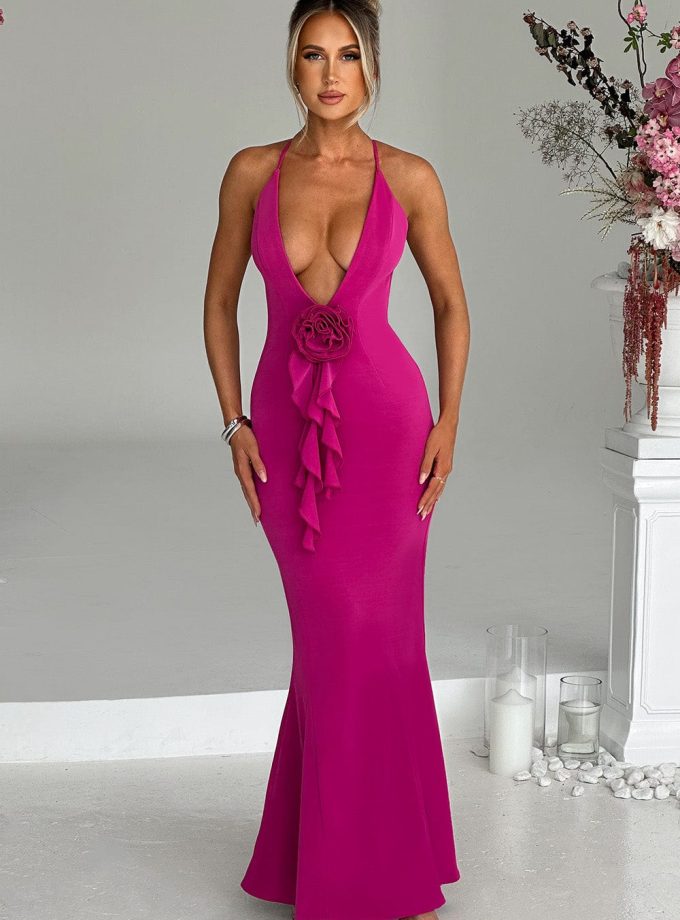 Constantina Maxi Dress - Hot Pink