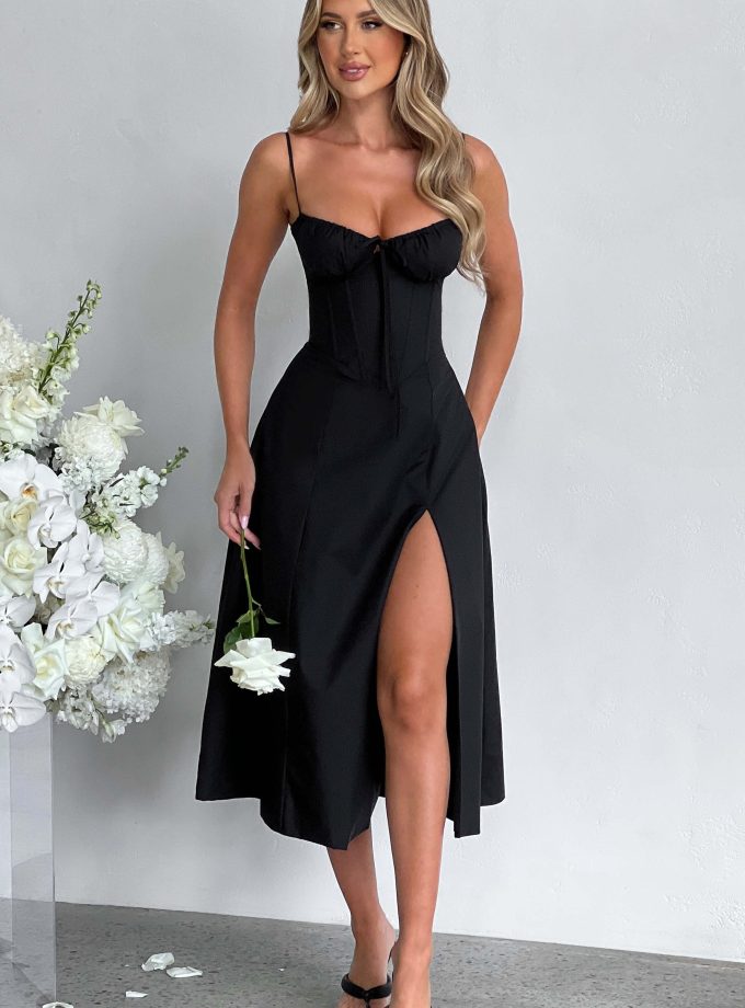 Deanna Midi Dress - Black