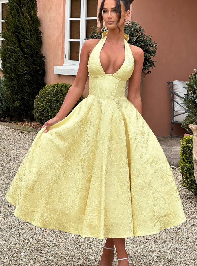 Effie Midi Dress - Lemon