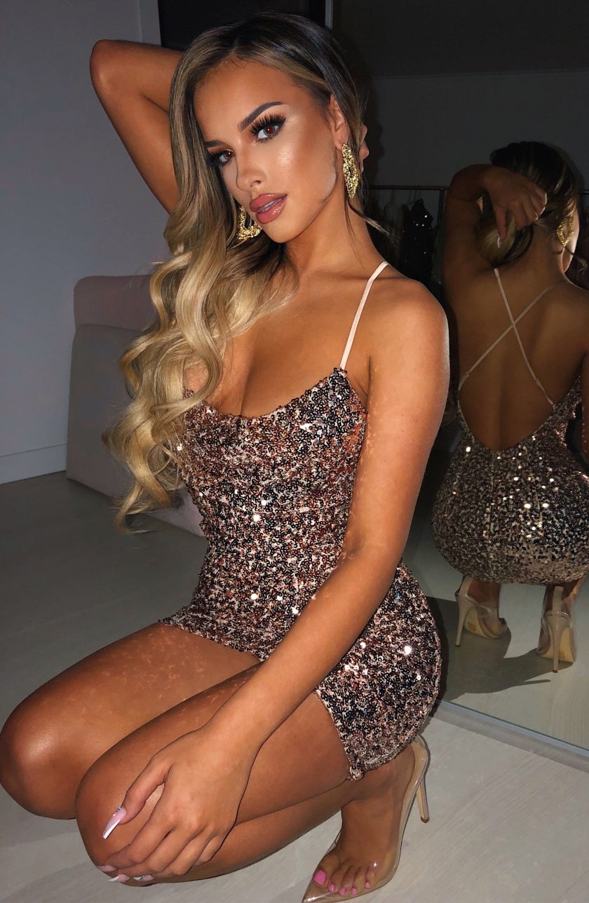 Gigi Mini Dress - Bronze Sequin