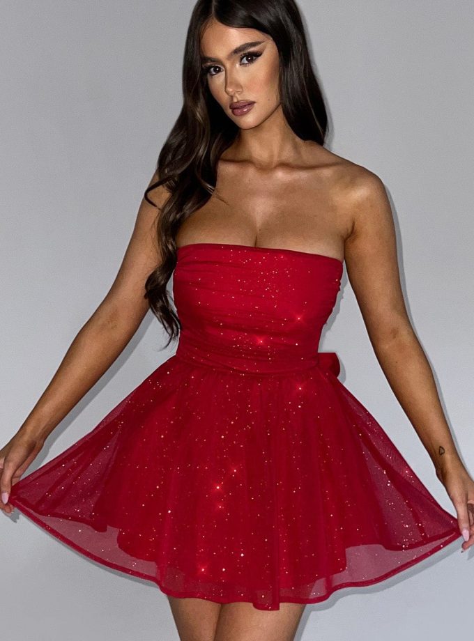 Katrina Mini Dress - Red Sparkle