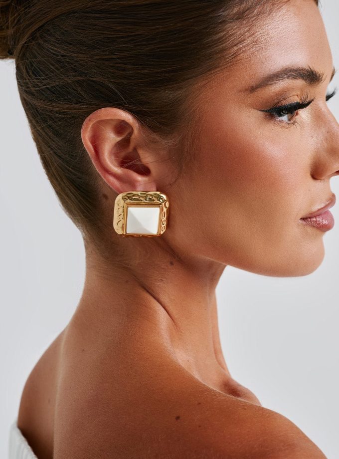 Kennedy Earrings - Ivory/Gold