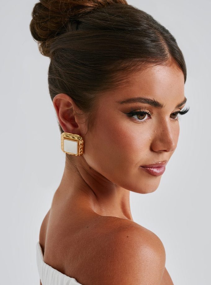 Kennedy Earrings - Ivory/Gold