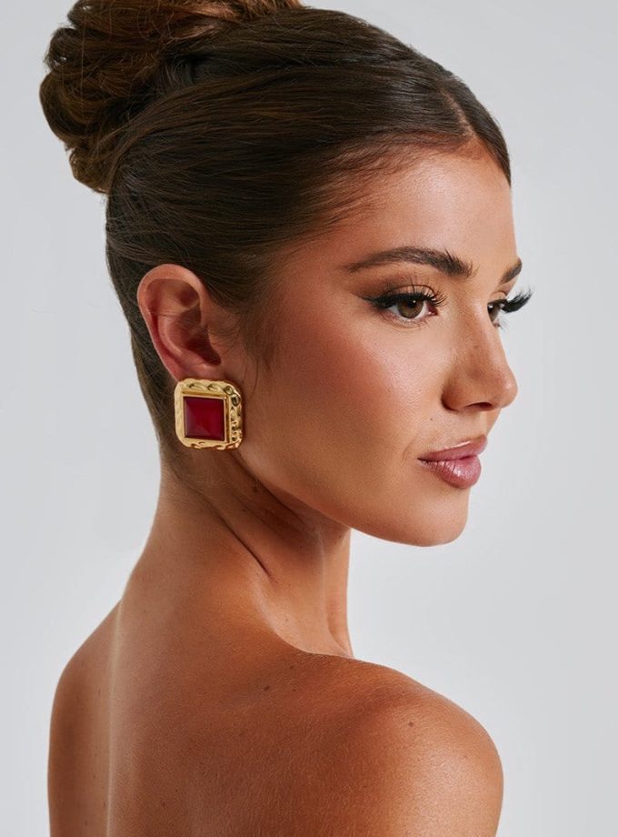 Kennedy Earrings - Red/Gold