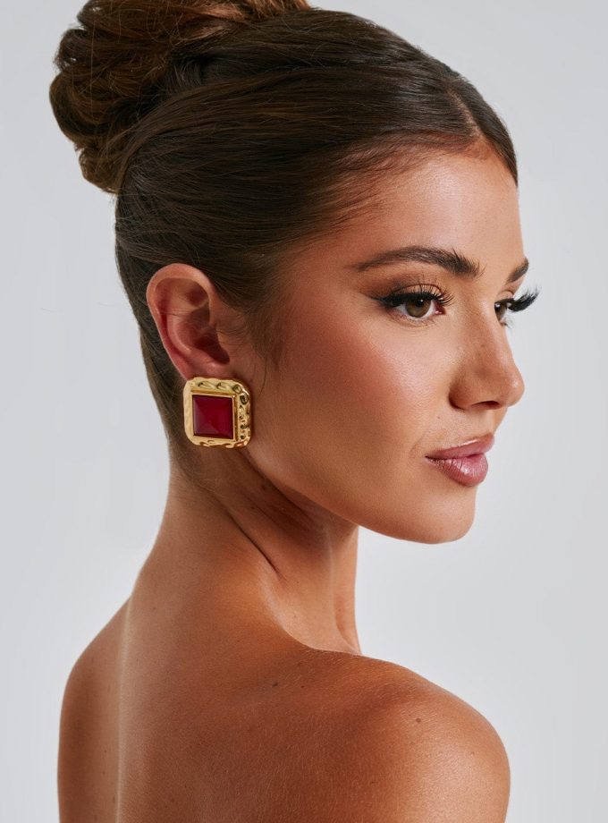 Kennedy Earrings - Red/Gold