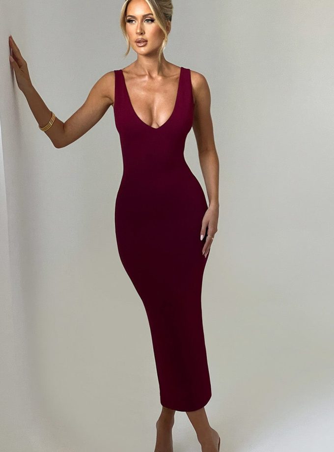 Lucinda Midi Dress - Burgundy