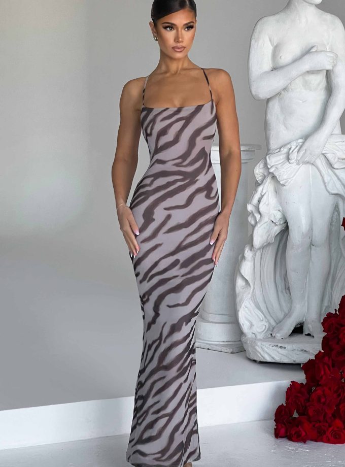 Nessa Maxi Dress - Zebra Print