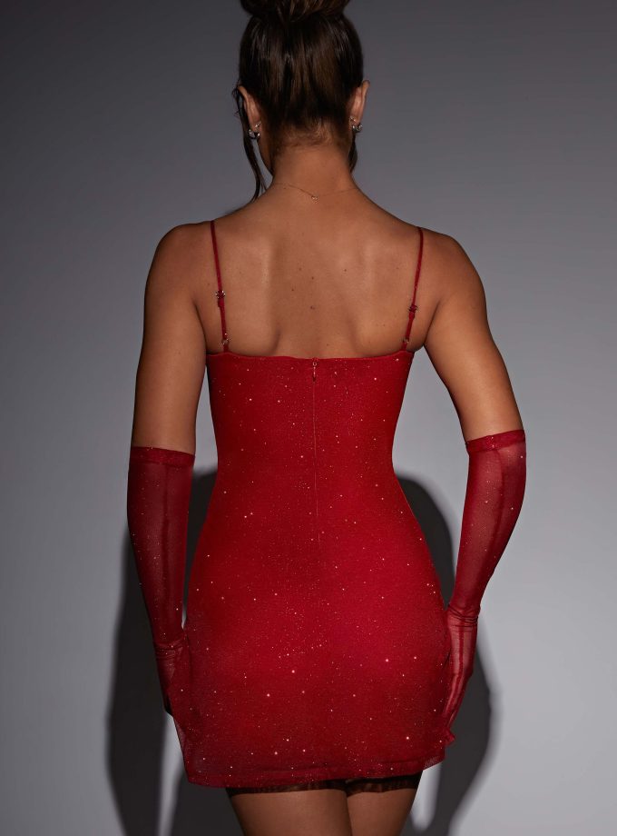 Pixie Mini Dress - Red Sparkle