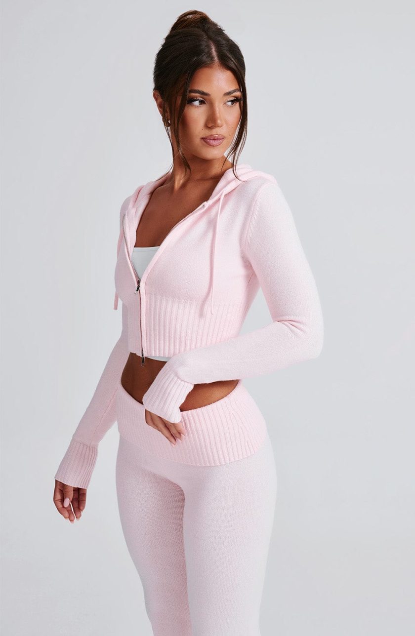 Portia Knit Hoodie - Pink