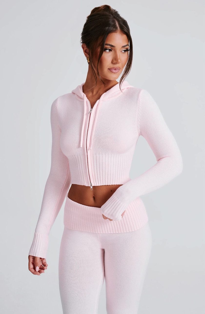 Portia Knit Hoodie - Pink