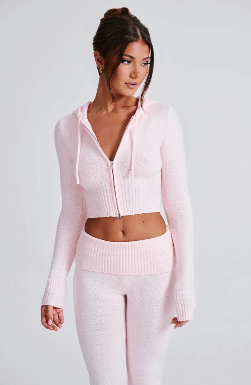 Portia Knit Hoodie - Pink