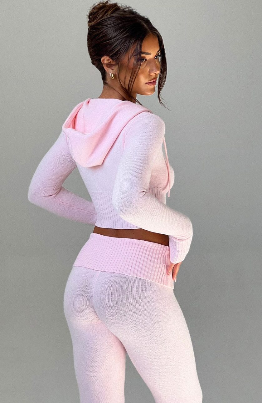 Portia Knit Hoodie - Pink