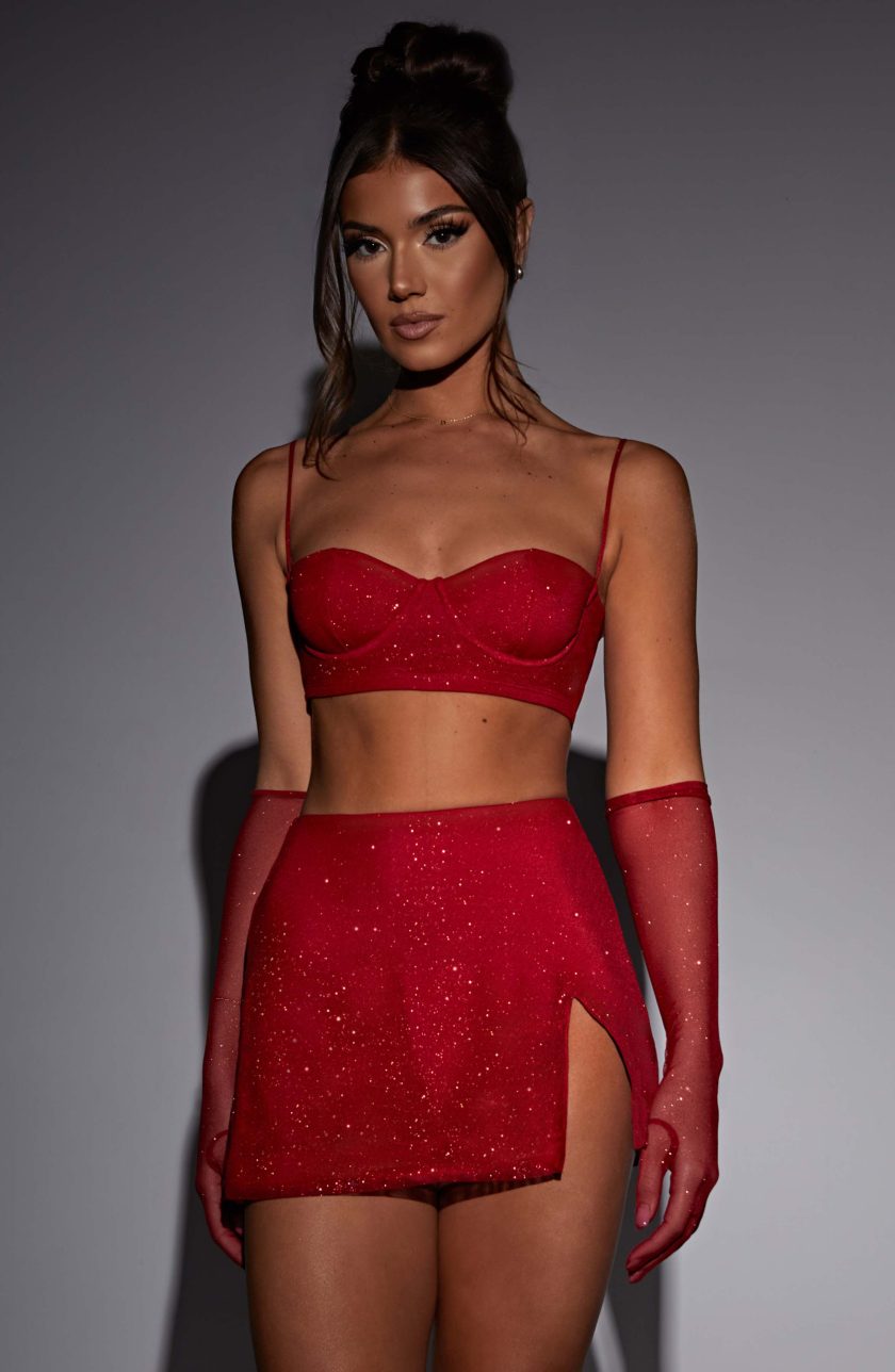 Posie Mini Skirt - Red Sparkle