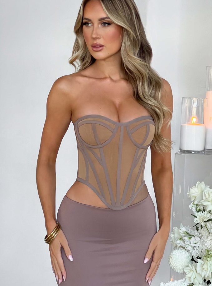 Santanna Corset - Chocolate/Nude