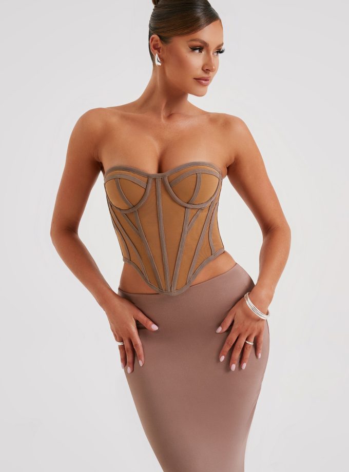 Santanna Corset - Chocolate/Nude