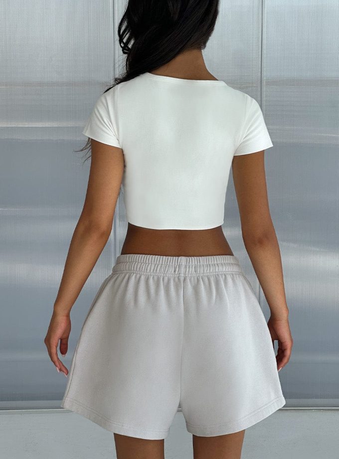 Studio Cap Sleeve Crop - White